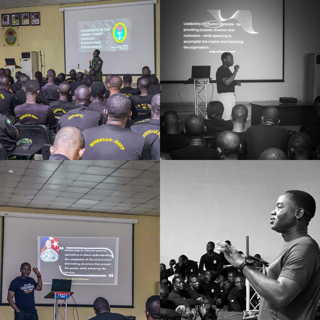 _maduibrahim's tweet photo. "Is it to do things right or do the right things,or both?" Faciliating leadership sessions for over one thousand Nigerian Navy personnel since Nov 23, their stories has reshaped my understanding of Service and inspired my continual growth.
Here is to building leaders for impact. https://t.co/IzCViIBqgd