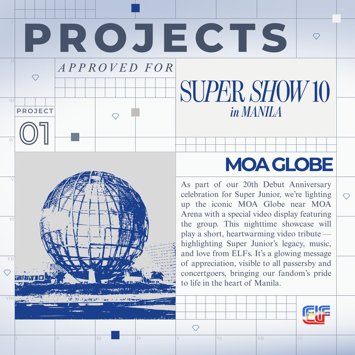Let’s light up the MOA Globe for #SUPERJUNIOR! 💙

Let’s give our hallyu kings the tribute they deserve: a glowing MOA Globe lit by FILO ELF's love!

Donate today and let’s make the Pearl Sapphire Blue Ocean shine even brighter! 🌊🌐

#SUPERSHOW10 #SS10inManila