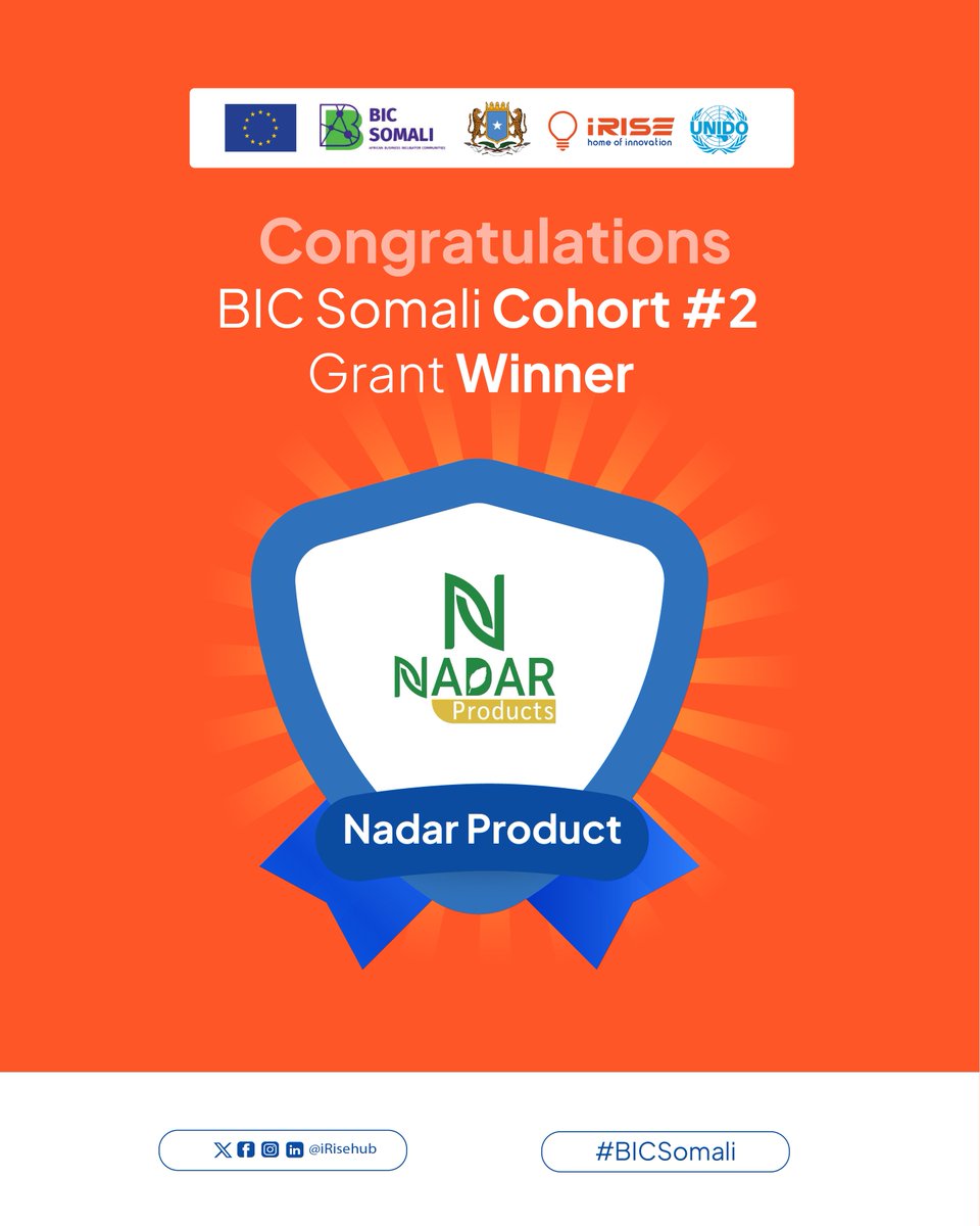 📷Congratulations Nadar Products! 📷
Recipient of the Equipment Grant under BIC Somali Cohort #2, leading in the production and distribution of premium natural organic spices, promoting healthy living across Somalia. 📷
#BICSOMALI
