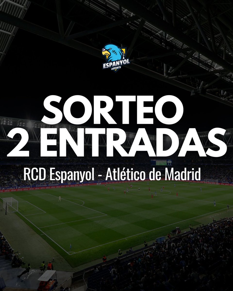 ✨¡𝗩𝗨𝗘𝗟𝗩𝗘 𝗘𝗟 𝗠𝗔́𝗚𝗜𝗖𝗢!✨

¿Quieres vivir el partido RCD Espanyol vs Atlético de Madrid en directo y GRATIS? 😍

Te regalamos 𝟮 𝗲𝗻𝘁𝗿𝗮𝗱𝗮𝘀 para que vengas con quien tú quieras 🎟️

Participar es muy fácil:
1️⃣ Sigue a <a href="/RCDeSports/">RCD Espanyol eSports</a>
2️⃣ Dale ❤️ a esta publicación
3️⃣