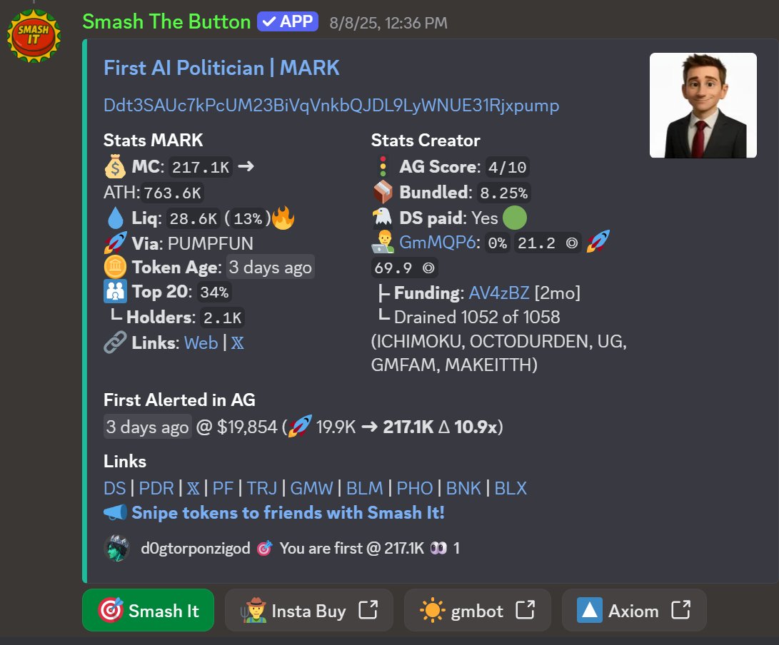 D0gToR (@d0gto) on Twitter photo The time is OVER! No more missed calls from your friends while youโre AFK! ๐งต
Soon another $SPARK will 1000x โ donโt miss it <a href="/smashthebutt0n/">Smash The Button</a>
Use the Smash The Button scanner with <a href="/agsniperbot/">AG Sniper Bot</a> to auto-snipe calls from your friends โ all for free!
How it works โคต๏ธ The time is OVER! No more missed calls from your friends while youโre AFK! ๐งต
Soon another $SPARK will 1000x โ donโt miss it <a href="/smashthebutt0n/">Smash The Button</a>
Use the Smash The Button scanner with <a href="/agsniperbot/">AG Sniper Bot</a> to auto-snipe calls from your friends โ all for free!
How it works โคต๏ธ