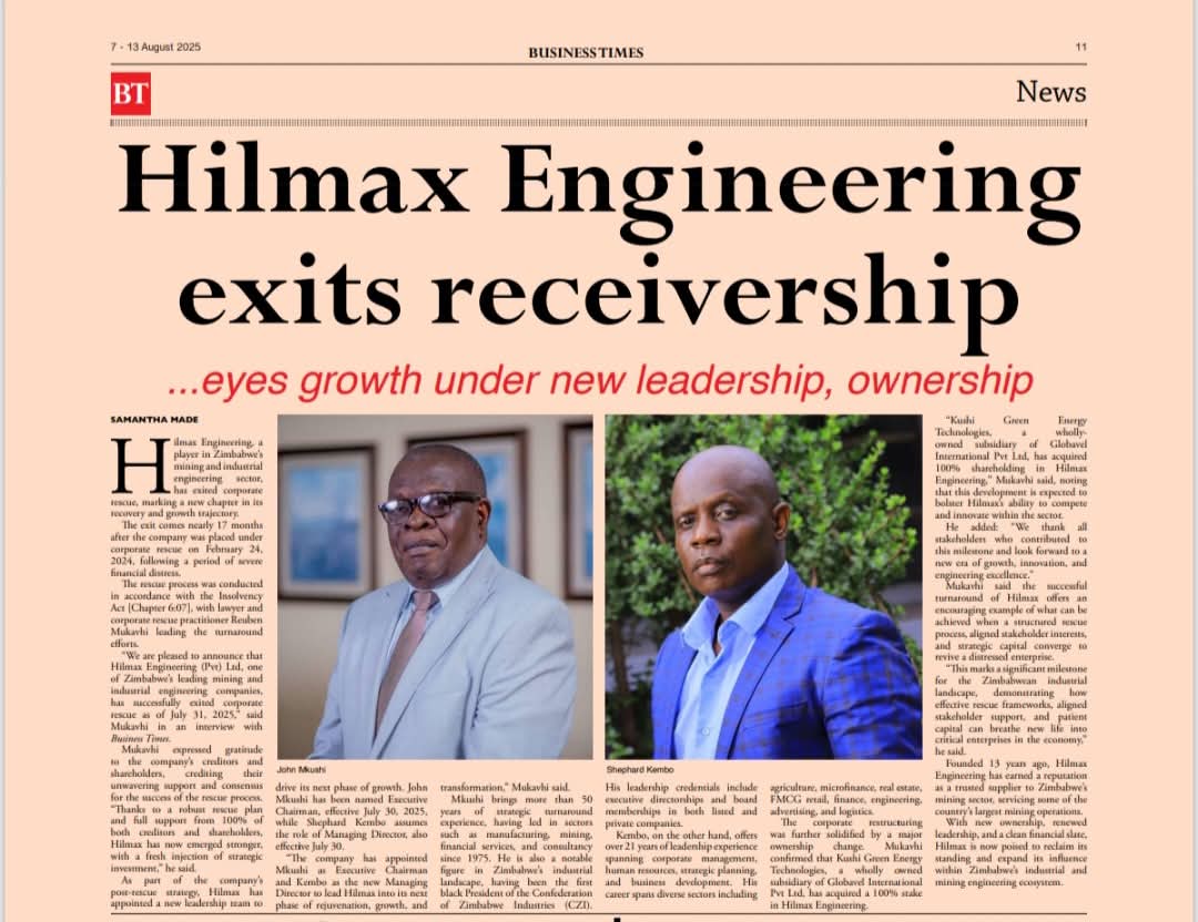 shephard_kemb's tweet photo. John P. Mkushi appointed me as a HR Manager more than  two decades ago when he was Executive chairman and owned Field Tech sales a mining engineering supply business, he was already a Chairman of a number of corporate boards, having been a CEO of Shabani Mashava mine (SMM) , he gave me a chance to work with him when he was already a corporate executive giant, he was the Chairman of FBC Holdings (FBC bank), he had served two (2) 10 year tenures as Zimbabwe Reserve bank Non executive director, had been executive chairman for Industrial Development Corporation (IDC) Director of Olivine industries & HJ Heinz, Chairman &Non executive director for Edgars, Astra corporation and many more reputable corporate boards,...we separated&he left the country and I continued building businesses and rose through the corporate ladder on my own . I always wished our paths would cross again working under his guidance & leadership was more than Harvard business (practical) school&mentorship. When the call came again to work together under @Globavel I did not have to think twice, hence the new deployment  under his guidance&leadership is a dream fulfilled to work with him again, to me it's a short cut to Harvard practical business school. @Hilmax_eng provides that second chance to shorten my entrepreneurship&business learning curve 
https://t.co/UbtG19Vv1Z

@ANGEZHA_Vauya @cdesetfree @Mavhure @HonMachakaire @BTonhodzayi @pfungwad @KingMhare1 @candacy_rutendo @TrevorNcube @BusisaMoyo @JMangoya @sandileswana @admirendumo @KMutisi @LarryMadowo