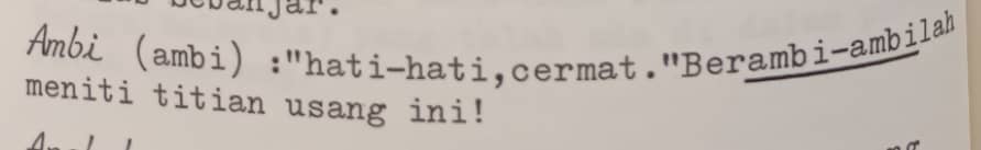 Makna sebiji dengan apa yang tercatat dalam Kamus Pertuturan Loghat Kelantan karya gemulah Hj. Abdullah Al-Qari, cumanya dia masukkan kata dasar "ambi".

Kelantan 🤝 Pahang