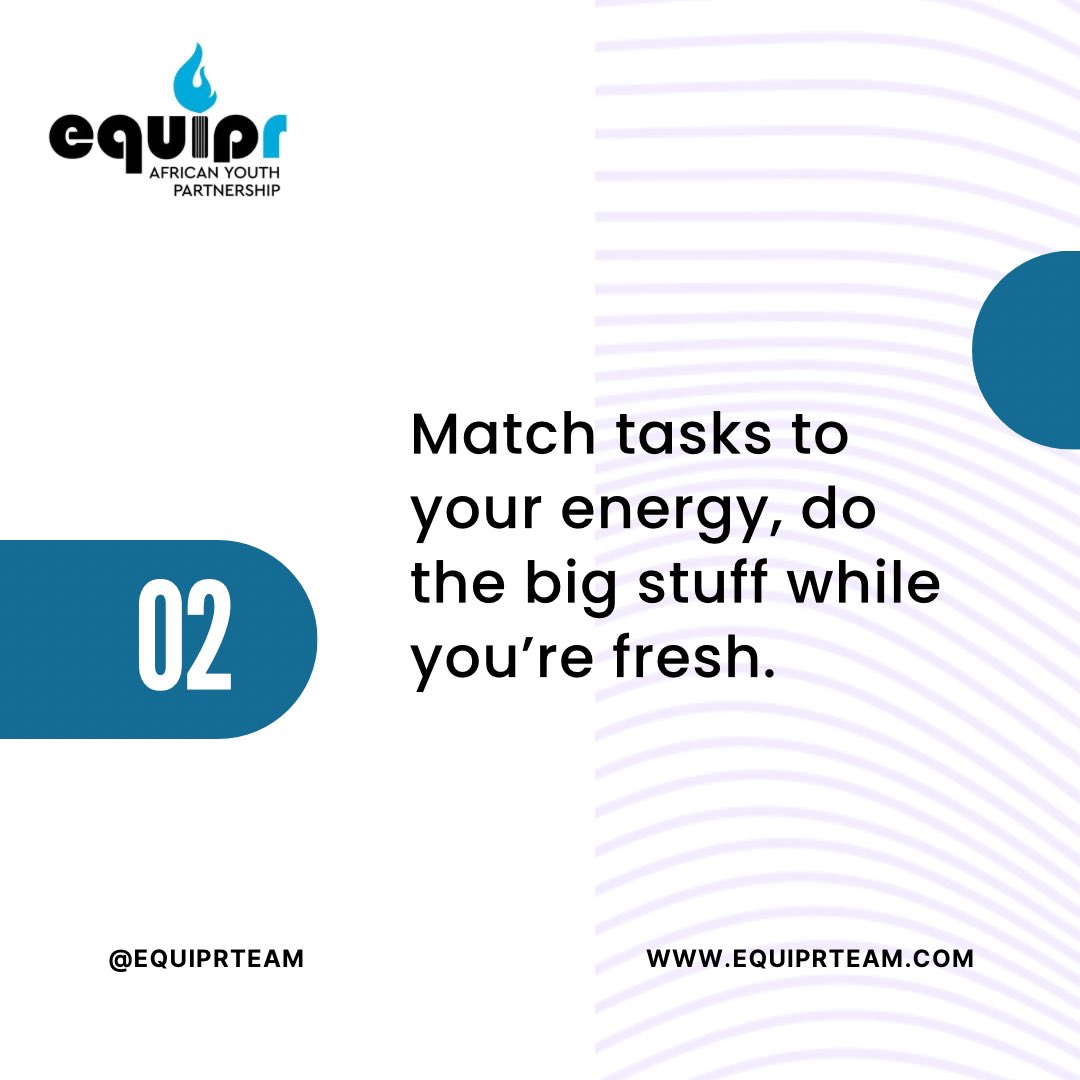 EquiprTeam's tweet photo. Here are few tips to have a productive Monday 
1. Start with a brain dump:clear your head before you clear your inbox.
2.Match tasks to your energy:do the big stuff while you’re fresh.
3.Keep meetings light:give yourself space to actually get things done.
#MondayMood https://t.co/0JpygEgB82