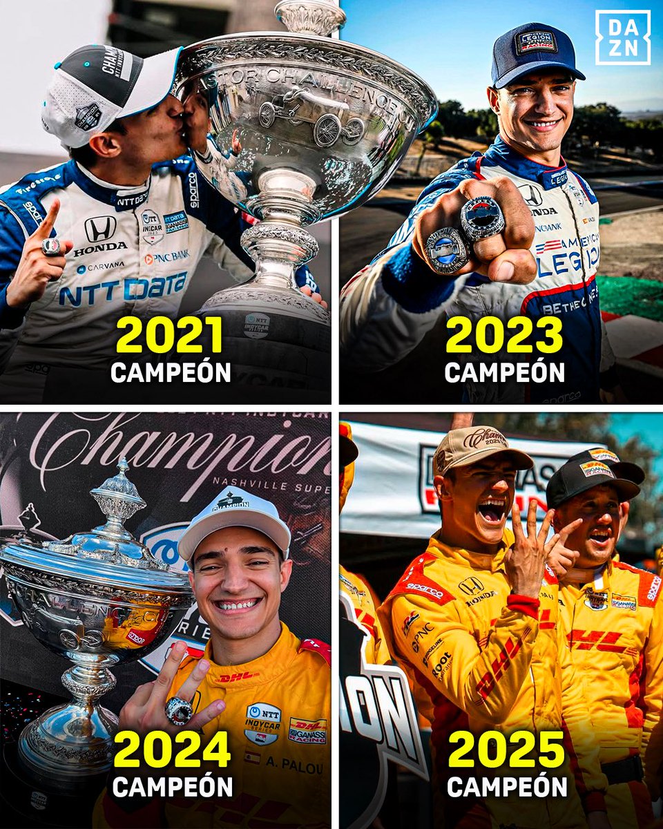 DAZN_ES's tweet photo. ÀLEX PALOU, TETRACAMPEÓN DE INDYCAR 🇪🇸🏆🏆🏆🏆 https://t.co/tey7fpI74U