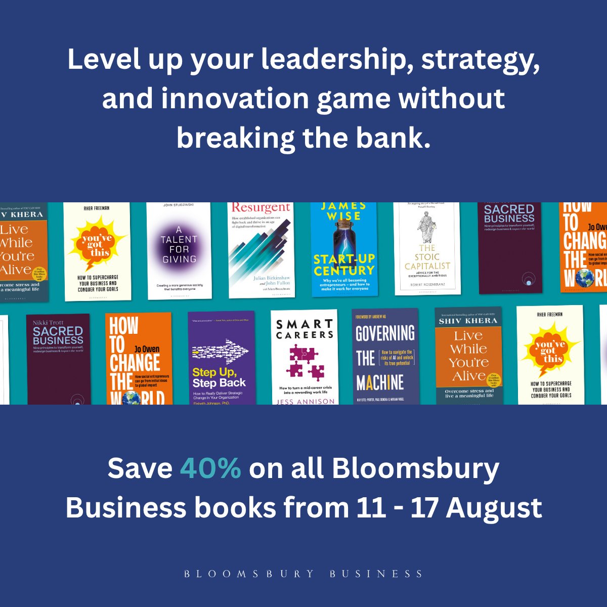 Bloomsbury’s Business Sale is live! 📚 

Get 40% off top titles in leadership, strategy, marketing &amp; more—11–17 Aug only. Perfect for students, entrepreneurs, and lifelong learners. 

Shop now: bloomsbury.com/uk/discover/sa…