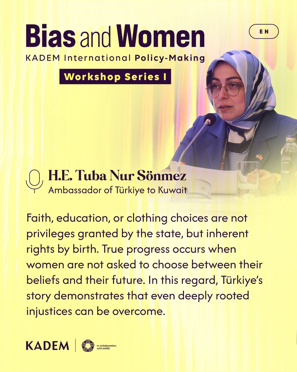 ✍🏻 Önyargı ve Kadın Çalıştayımıza katılan Türkiye’nin Kuveyt Büyükelçisi Tuba Nur Sönmez’in konuşmasından öne çıkanlar…
#BiasandWomen