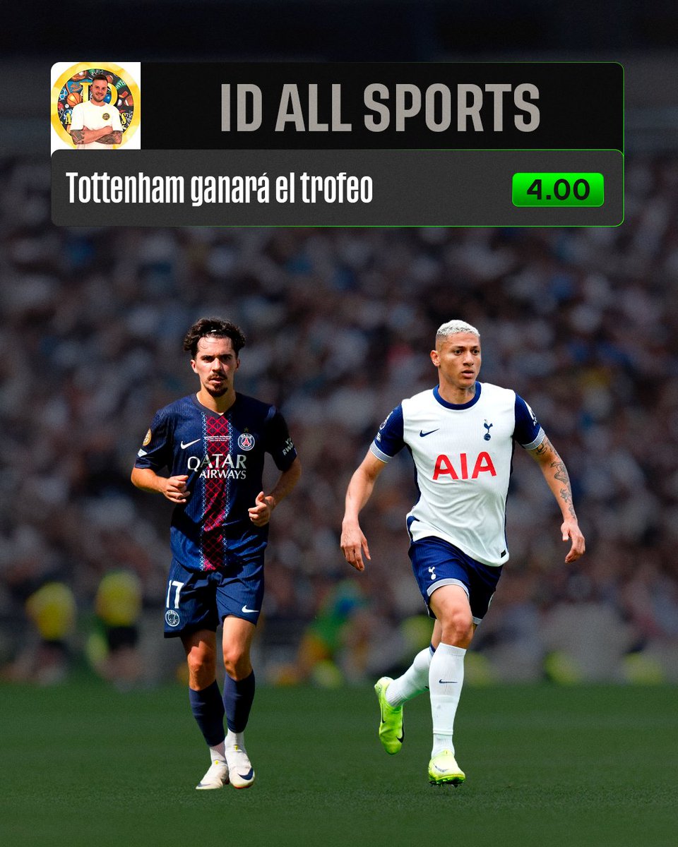Gainblers's tweet image. ⚔️ ¡SUPERCOPA DE EUROPA!

🎯 Este es el pronóstico de @idallsports para el primer título europeo de la temporada

🧠 El Tottenham lleva 30 días de pretemporada con un total de 6 amistosos, a diferencia del PSG, que tras acabar el Mundial de Clubes, solo han entrenado 6 días…