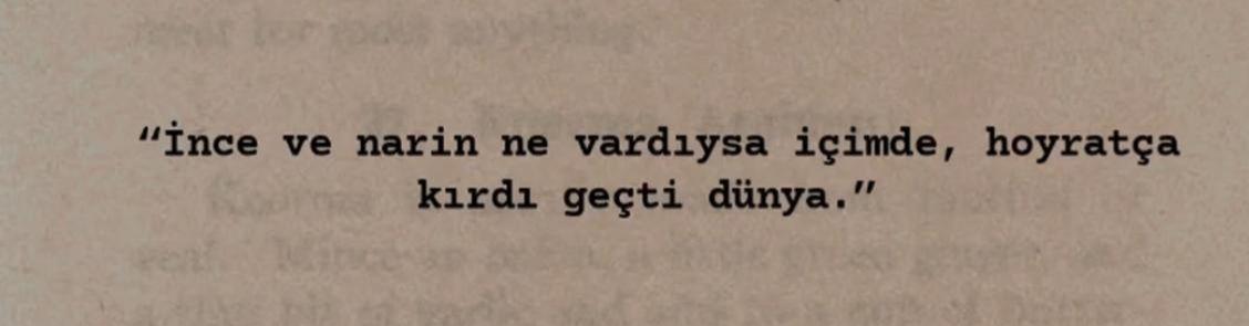 "ince ve narin ne vardıysa içimde, hoyratça kırdı geçti dünya."