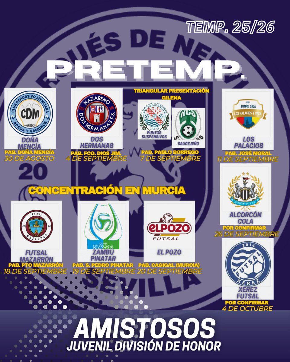 CDMARQUESDNERV's tweet photo. ⚔️ AMISTOSOS PRETEMPORADA JUVENIL DIVISIÓN DE HONOR 

✅ Pretemporada muy exigente con rivales de altura. Destacar el stage en Murcia por parte del conjunto de Matías Romero.

📢Vamos Marqués ‼️ https://t.co/Bk0Vsx9wKY