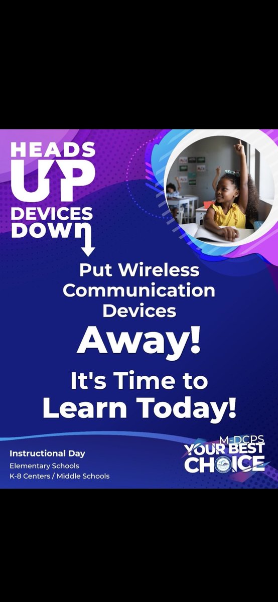 Gratigny Elementary (@gratignygators) on Twitter photo Gratigny ES is proud to support MDCPS Heads Up, Devices Down campaign, promoting safer, more focused school environments. In line with Florida House Bill 1105, students in elementary schools are now prohibited from using cell phones during the school day.<a href="/MDCPS/">Miami-Dade Schools</a> <a href="/MDCPSNorth/">M-DCPS North Region</a> Gratigny ES is proud to support MDCPS Heads Up, Devices Down campaign, promoting safer, more focused school environments. In line with Florida House Bill 1105, students in elementary schools are now prohibited from using cell phones during the school day.<a href="/MDCPS/">Miami-Dade Schools</a> <a href="/MDCPSNorth/">M-DCPS North Region</a>