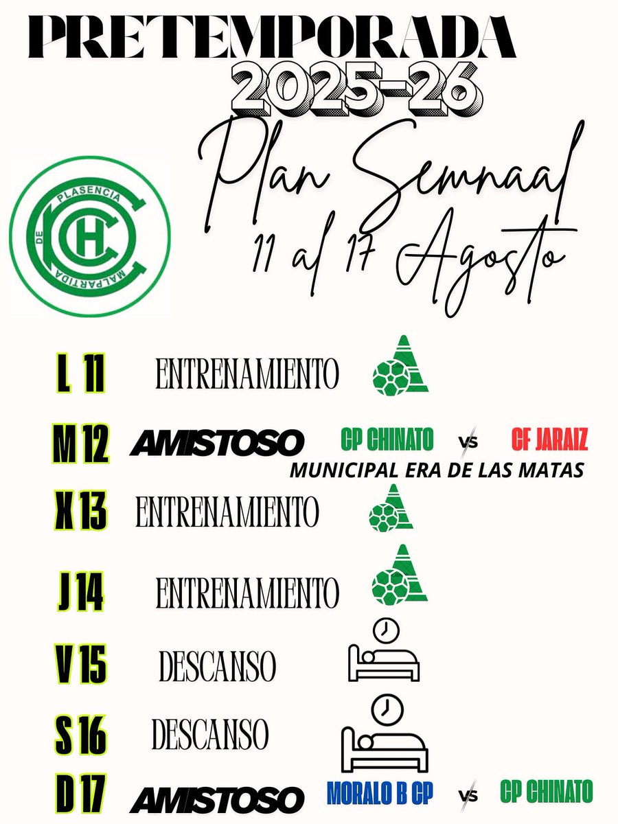 PLAN DE ENTRENAMIENTO SEMANAL!!!