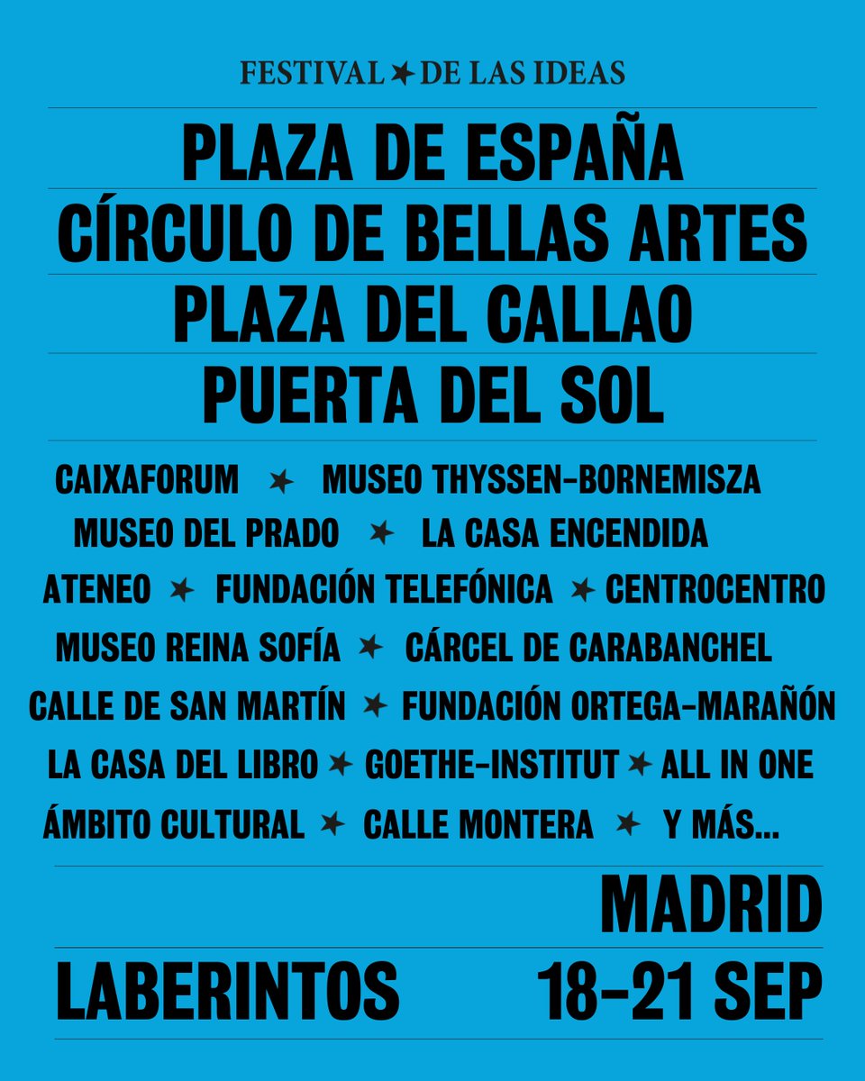 Calles, plazas y museos se llenan de pensamiento y emoción 💥

Esta edición suma nuevas instituciones a este ejercicio colectivo de imaginar, sentir y pensar. Un laberinto compartido donde perderse para empezar a pensar.

🔗 festivaldelasideas.es