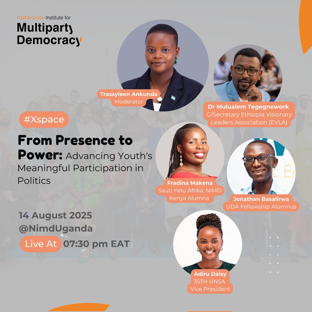 Youth in politics is just the first step. So, how can youth move from merely being represented in political structures to actively influencing decisions and driving change?

We will discuss this and more on:
🗓️Thursday 14 Aug
🔗Join us: x.com/i/spaces/1RDxl… 
🕣At 7:30 pm.