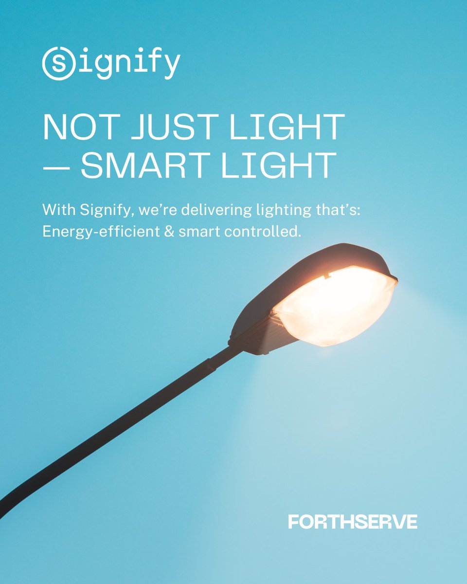 forthserve's tweet image. Streetlights don’t just shine anymore—they think. Through our collaboration with Signify, we’re delivering innovative lighting that’s energy- efficient, smart- controlled, and responsive to its environment.
Lighting the way to smarter cities. 
Illuminate streets, not bills.
