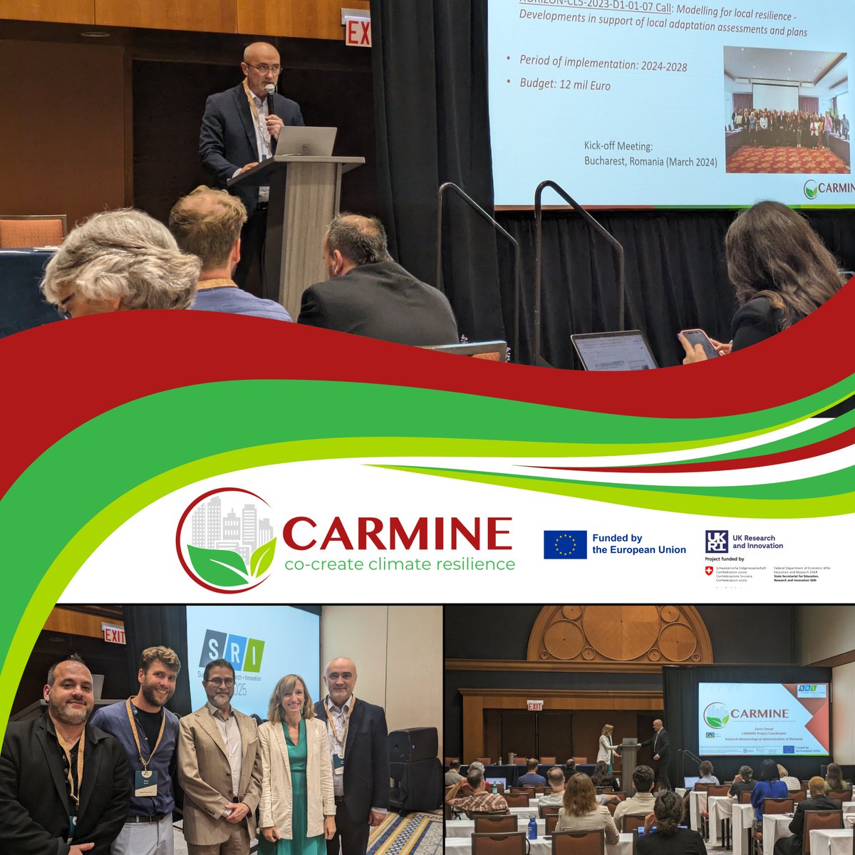From Living Labs to Digital Twins, the #CARMINEproject is rethinking how cities adapt to climate change 🌍

At #SRI2025, Dr.  Sorin Cheval shared how we’re combining science, tech &amp; local voices for resilient European cities.

🔗 carmine-project.eu/news/carmine-p…

 #ClimateAdaptation