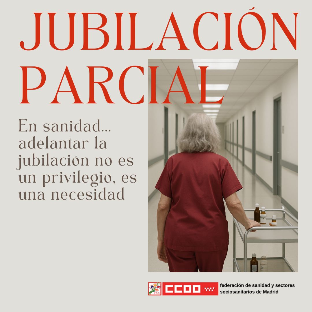 CCOOSanidadMad's tweet photo. Años cuidando, turnos eternos, guardias, noches, festivos…
El personal del sector sanitario necesita la jubilación parcial ¡YA!
#JubilaciónParcial #Sanidad #CuidarAlQueCuida @zupo21 https://t.co/FuhjEvSM35