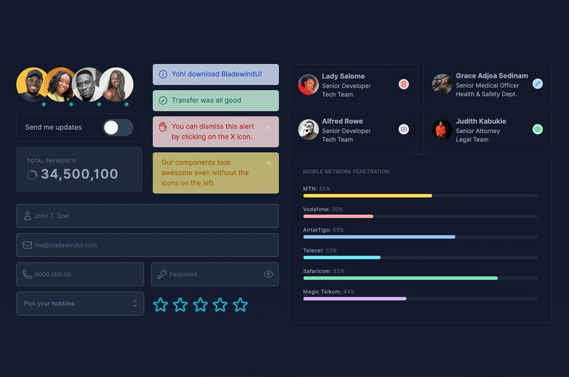 MadeWithLaravel's tweet photo. .@bladewindui is a collection of 40+ Blade-based UI components 📦️⚡️ - https://t.co/fmcGms8Ro7 https://t.co/DZljGJqNJ4