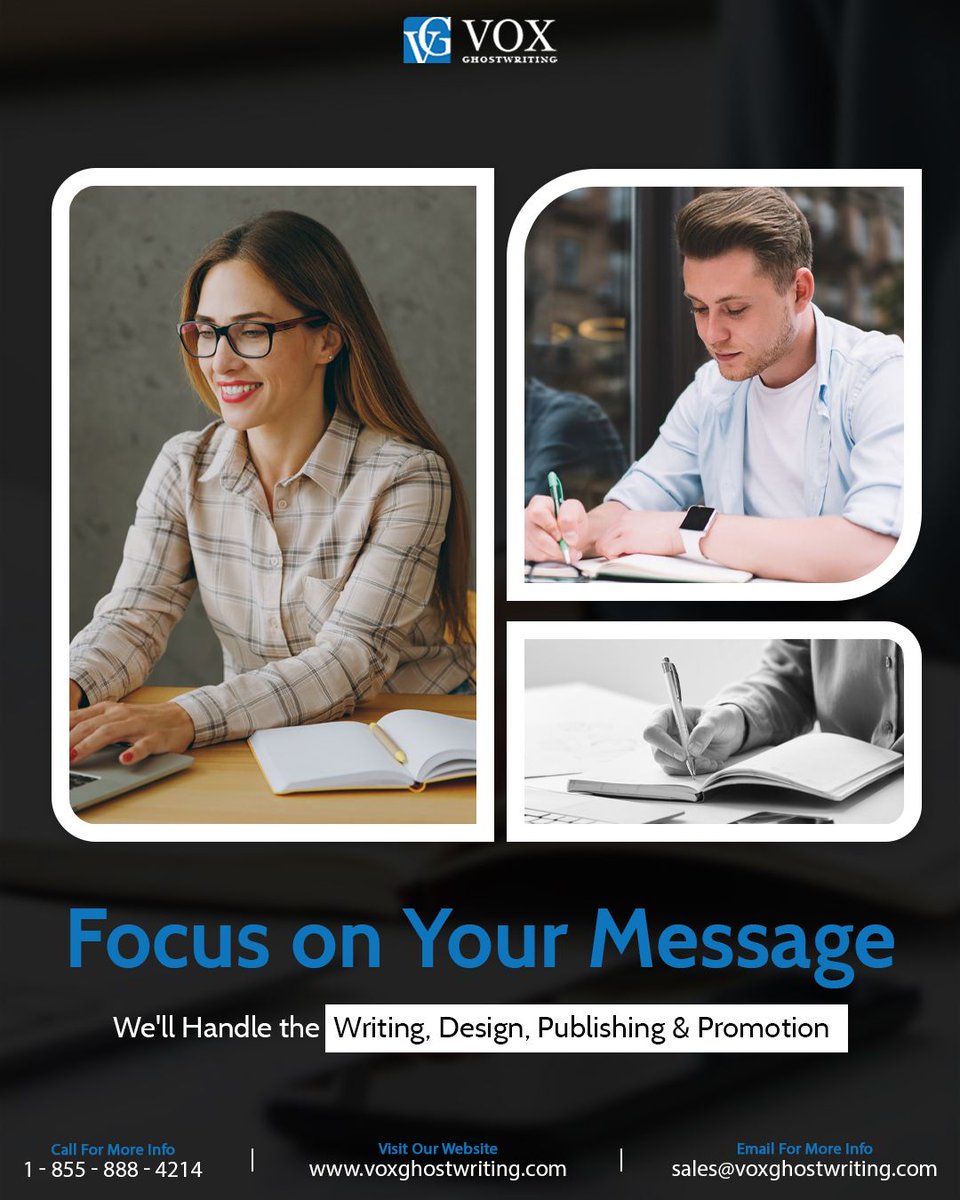 GhostwritingVox's tweet image. Your message matters—let us handle the rest! ✍️🚀 From writing &amp;amp; design to publishing &amp;amp; promotion, Vox Ghostwriting has you covered. Spend less time stressing, more time succeeding! Learn more: voxghostwriting.com

#VoxGhostwriting #Ghostwriters #BookPublishing #AuthorSupport