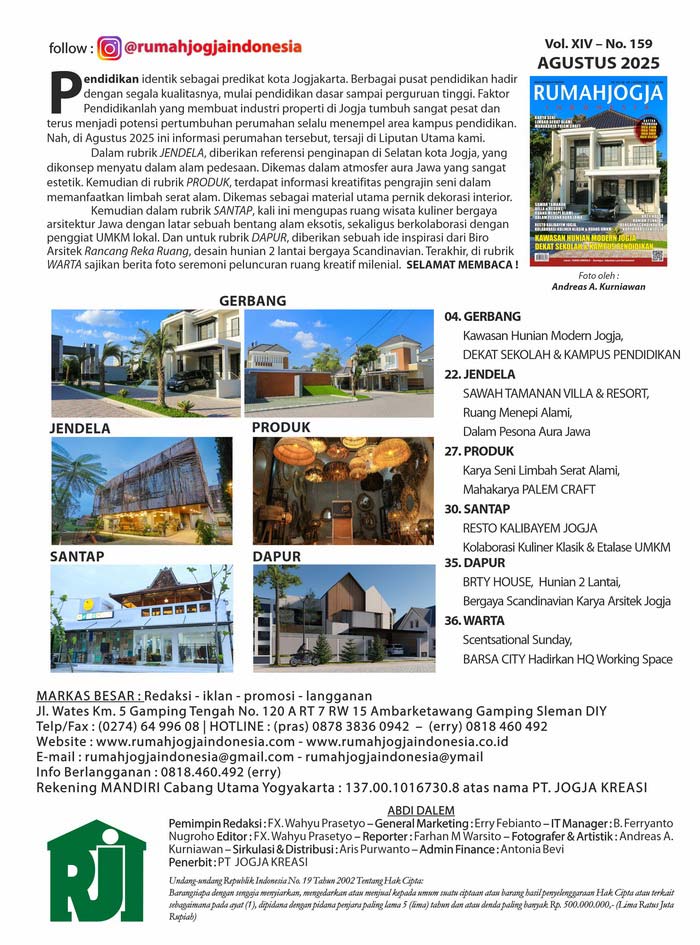 RJ_INDONESIA's tweet photo. Telah terbit majalah RUMAHJOGJA INDONESIA (RJI) edisi 159 | Agustus 2025, info https://t.co/910rfgzefm
#property #jogja #klaten #semarang #purwokerto https://t.co/anh5rBBwAf