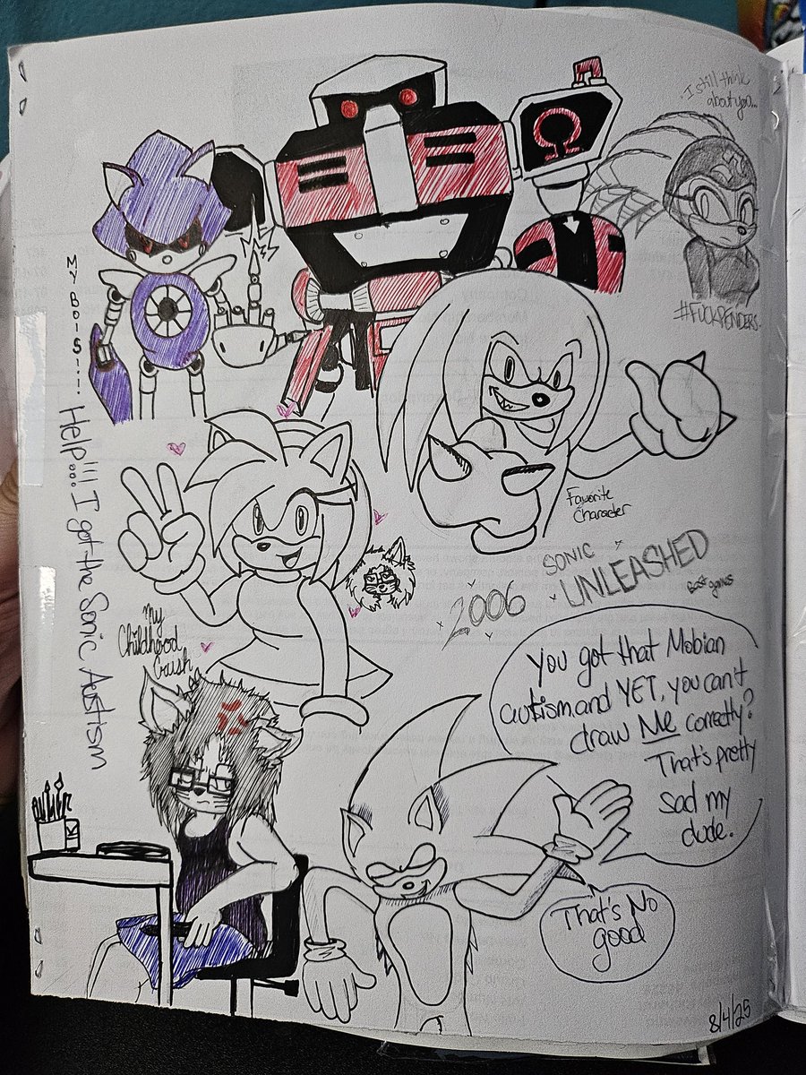 I've been busy with work, but I still draw whenever I can.

Just wanted to draw some Sonic stuff (Sonic Autism)
Besides Sonic...I've been getting pretty good at drawing the official characters