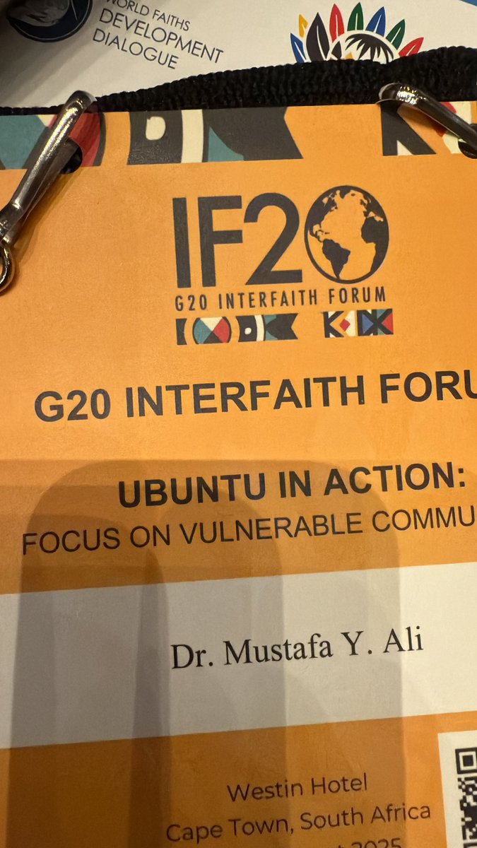 Mustafa_Y_Ali's tweet photo. At the opening ceremony of @IF20org, listened to inspiring speeches and call to end destruction and killings in Gaza by key speakers including Adama DIENG and Archbishop Thabo of Cape Town, calling for prayers to save the millions under siege.
Honored to be attending IF20 2025 here in Cape Town who theme is UBUNTU. Coming at a time when the world os hurtling towards more anarchy and wars