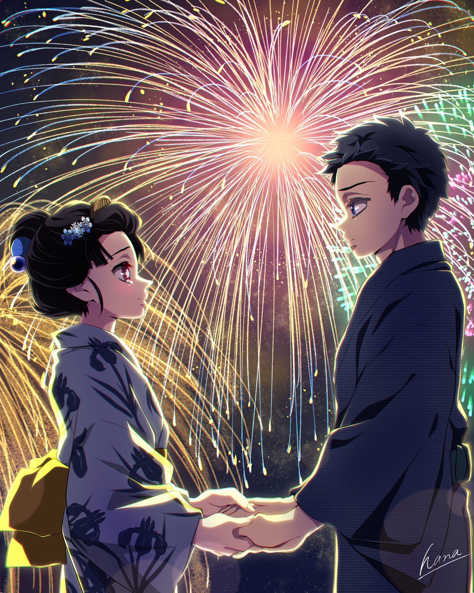 hana_ni_nare_'s tweet photo. 「俺は誰よりも強くなって、
一生あなたを守ります」

花火の夜の誓い。 https://t.co/cNFvR224Yl