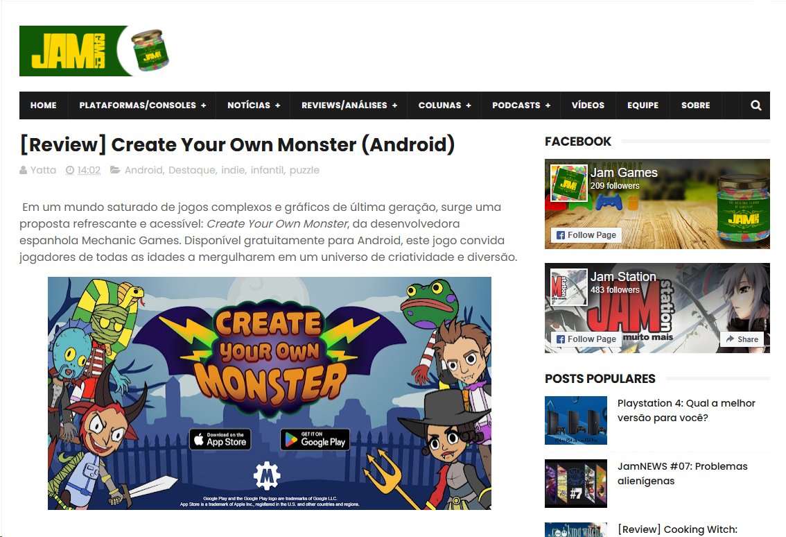 MechanicGames's tweet image. Our game #CreateYourOwnMonster got an amazing review from Brazilian writer @djyatta in the digital magazine Jam Games:

 "It’s more than just a game; it’s an educational tool that fosters creativity, learning, and fun!" 🐲✨

Obrigado!🙌

 #IndieGame #EducationalGames