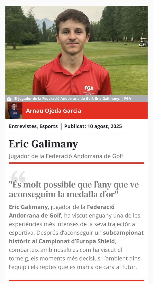 FederacioG's tweet photo. Èric Galimany fa un repàs de com va viure ell, la medalla d’argent en el Campionat d’Europa Shield de Bulgària. Val la pena llegir l’entrevista…

👇🏻
https://t.co/wCtxVcSAb2 https://t.co/5xy667oAMe