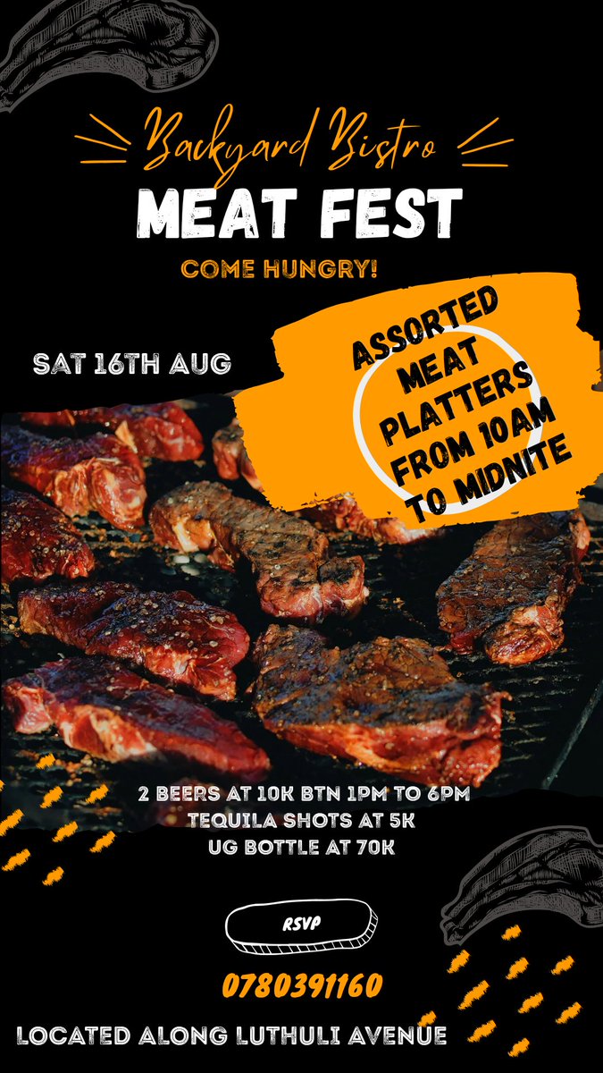 BackyardBistro's tweet photo. Get ready for a meat-filled Saturday! Introducing Saturday Meet Fest at Backyard Bistro, starting August 16th! Join us for a delicious celebration of meat, good company, and great vibes!  #SaturdayMeetFest #BackyardBistro #MeatFest https://t.co/5MbYp6YttG
