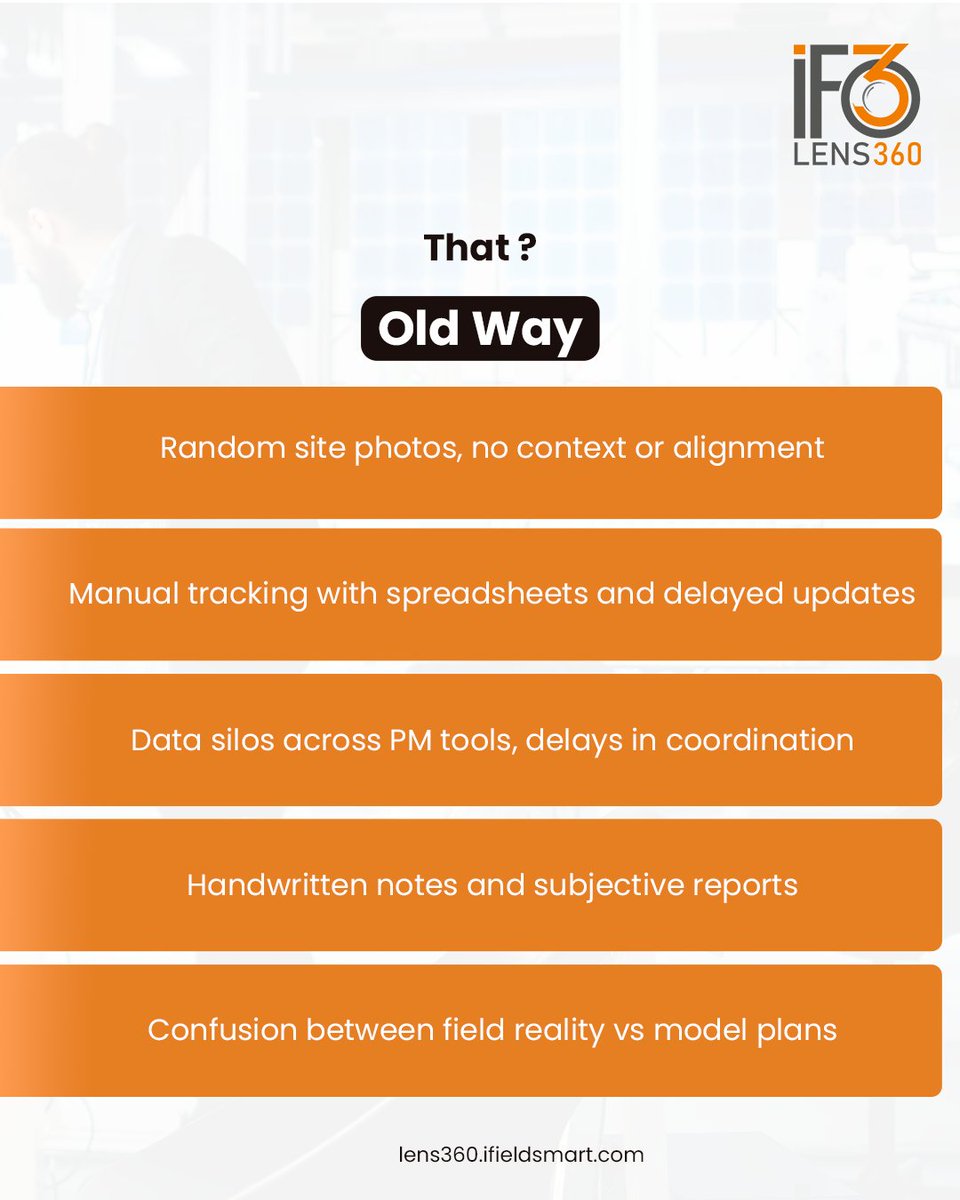 iFieldSmart_'s tweet image. Stop using random photos &amp;amp; spreadsheets. Use #lens360 for timestamped, geolocated 360° walkthroughs, BIM compare, Procore + Autodesk sync, and expert-verified reports—real-time tracking with zero guesswork.