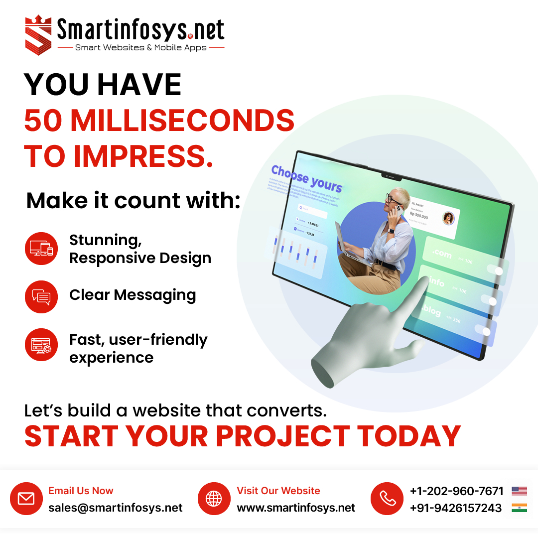 smartinfosys_'s tweet image. Visitors decide in 0.05 seconds if they’ll stay on your site. ⚡
Looks matter — but strategy, speed &amp;amp; usability seal the deal.
Let Smartinfosys.net create a site that wins in milliseconds. 🚀

🔗 smartinfosys.net/107/website-de…

#WebDesign #DigitalAgency #Smartinfosys