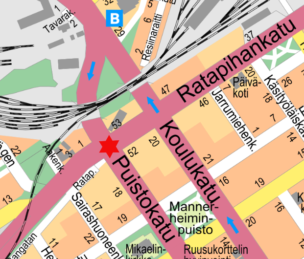 Ratapihankadun ja Puistokadun risteyksen liikennevalot pois toiminnasta tänään klo 9-15 liikennevalopylvään vaihdon vuoksi. Varovaisuutta risteysalueella! #turku #liikenne