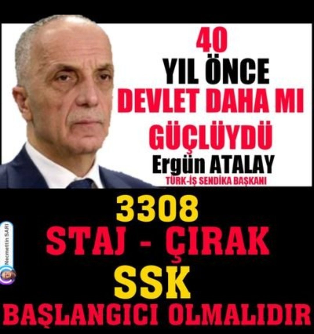 İşinize gelince öğrenci,
İşinize gelince işçi diyemezsiniz

Doğru tektir!!

Bizler fiilen çalıştık 
Öğrenci değil ÇALIŞANDIK.

<a href="/isikhanvedat/">Prof. Dr. Vedat Işıkhan</a>
<a href="/Mustafa_Destici/">Mustafa Destici</a>
<a href="/RTErdogan/">Recep Tayyip Erdoğan</a>
<a href="/dbdevletbahceli/">Devlet Bahçeli</a>
<a href="/erbakanfatih/">Dr. Fatih Erbakan</a>
<a href="/eczozgurozel/">Özgür Özel</a>
<a href="/zorlu77/">Prof.Dr.Kürşad ZORLU</a>
Meslek Liselerini Bitirdiniz