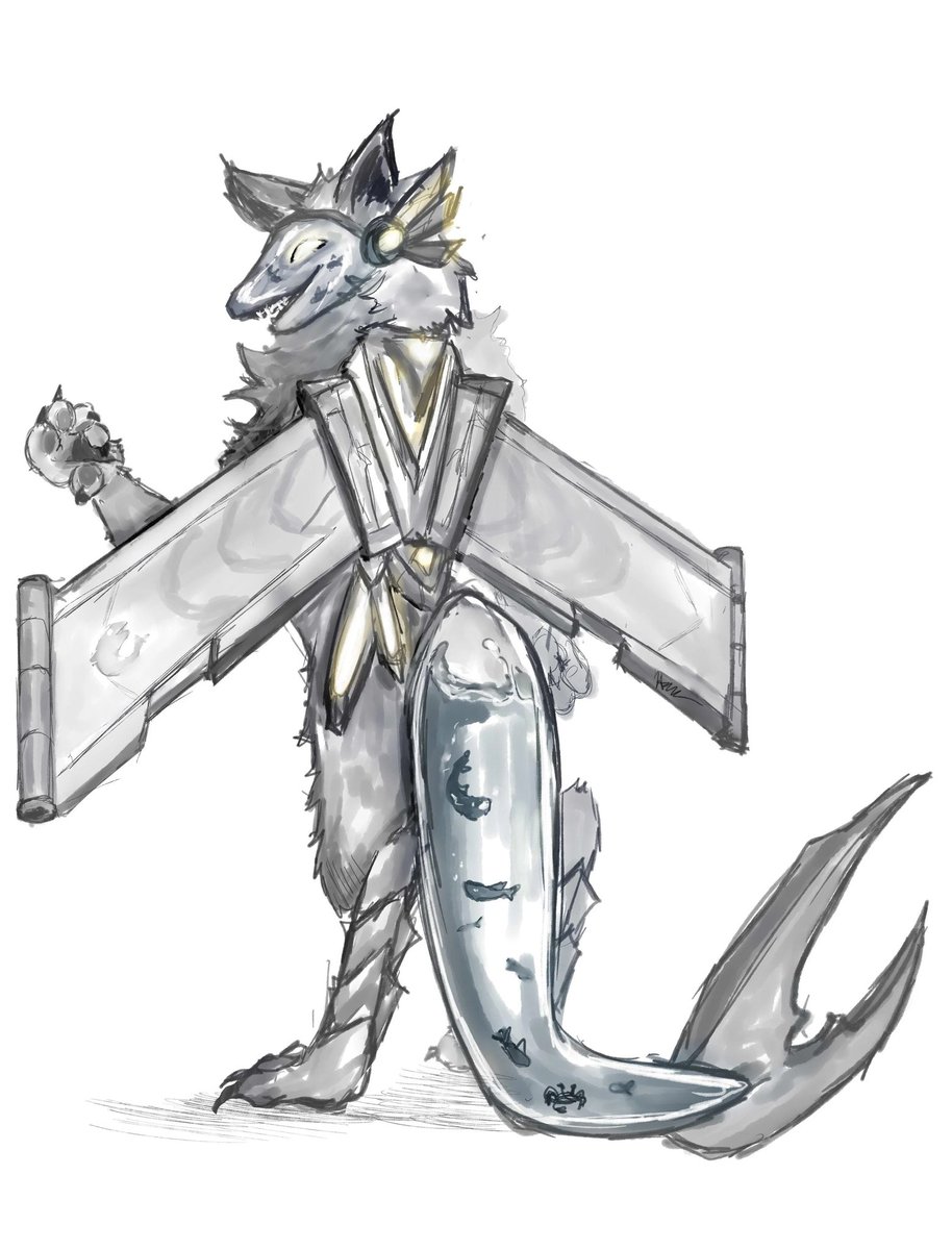 A flying aquarium protogen sketch. Bolt's OC. 
#furry #furryartwork #protogen #digitalart #sketches