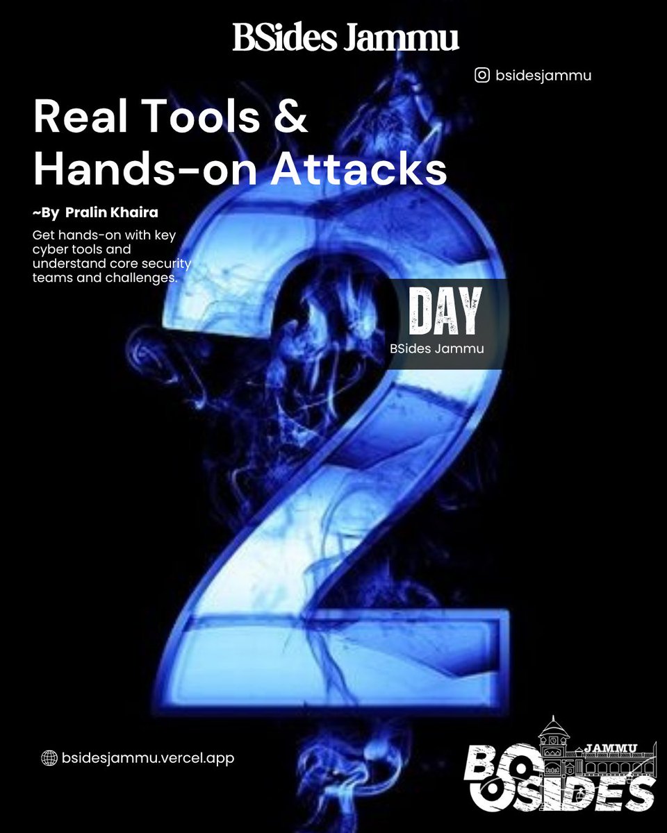 BSidesJammu's tweet photo. 📅 4 Days. 4 Experts. 1 Goal - Make You Cyber Ready! Here’s your complete schedule for the BSides Jammu Cybersecurity Bootcamp. 

Speakers:
Day1: @OfficialSanchay
Day2: @KhairaPralin
Day3: @Trijal_Hacking
Day4: @berzelion 

📷 Which day are you most excited for? Comment below! https://t.co/5N7DrgvZw6
