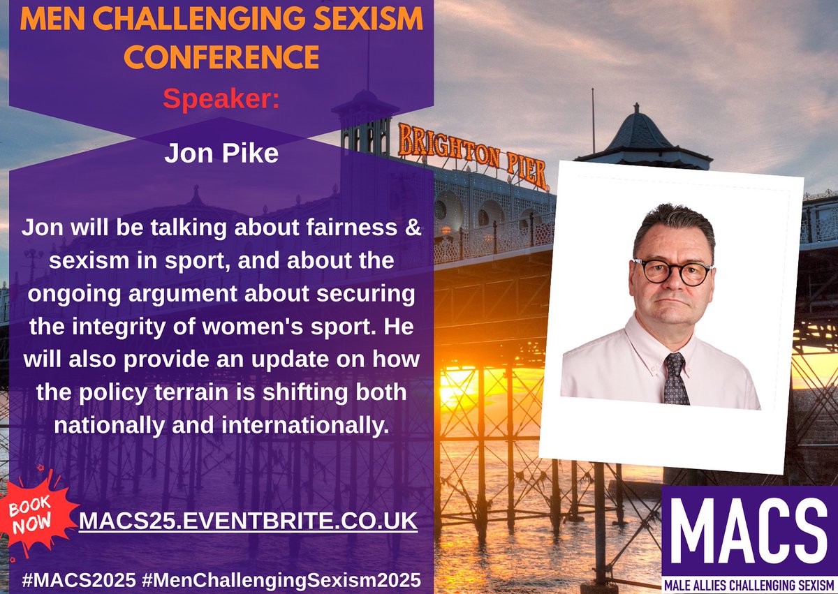 MenVSexism's tweet photo. Jon Pike (@runthinkwrite) will speak at #MACS25 about fairness & sexism in sport, & the ongoing argument about securing the integrity of women's sport.
Β
Full info + 20% off tickets until 19 August!π
https://t.co/MCM7VoSVpk
#SaveWomensSport #XX #MenChallengingSexism2025 https://t.co/ubeEE62HPk
