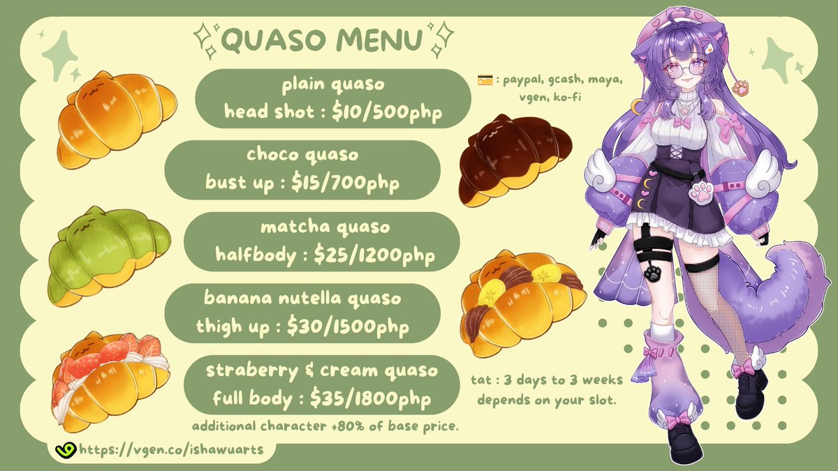 ishawu_arts's tweet photo. Hello! 
I am now once again accepting comissions to pay bills and vaccinations for my cats ^^
Here are my info below~ you may order on my vgen or dm me your order here (づ ◕‿◕ )づ
https://t.co/LZSXUFK0Oh

#vgen #art #ArtCommission #anime #chibi #banner #emotes #ych https://t.co/XdjP3F8TY9