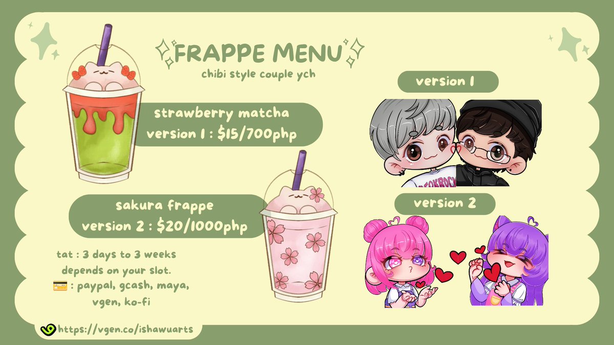 ishawu_arts's tweet photo. Hello! 
I am now once again accepting comissions to pay bills and vaccinations for my cats ^^
Here are my info below~ you may order on my vgen or dm me your order here (づ ◕‿◕ )づ
https://t.co/LZSXUFK0Oh

#vgen #art #ArtCommission #anime #chibi #banner #emotes #ych https://t.co/XdjP3F8TY9