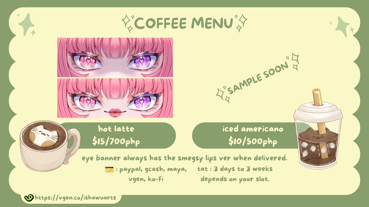 Hello! 
I am now once again accepting comissions to pay bills and vaccinations for my cats ^^
Here are my info below~ you may order on my vgen or dm me your order here (づ ◕‿◕ )づ
vgen.co/ishawuarts

#vgen #art #ArtCommission #anime #chibi #banner #emotes #ych
