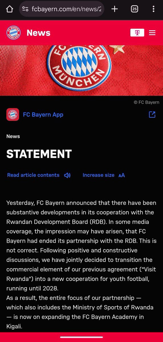 dr_dash250's tweet photo. Congolese funds wasted again 😅😅😅

They paid journalists and influencers to spread fake news about a Rwanda-Bayern Munich partnership, but Bayern clapped back 😅

Congo, try a new propaganda,this one flopped like your other paid posts.

Rwanda and Bayern are still collaborating, innovating to nurture young Rwandan talent.

Rwanda is always one step ahead.
