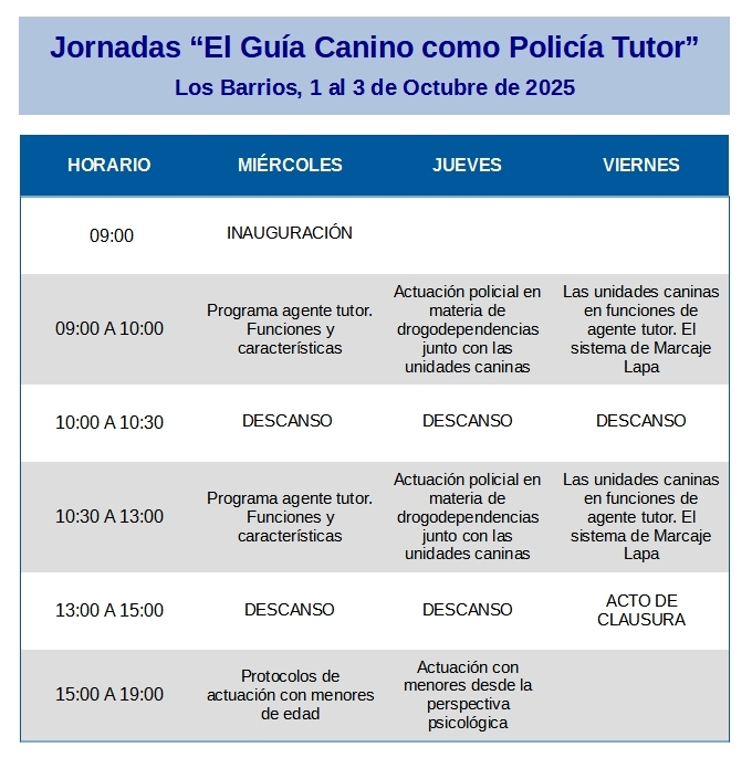 Preinscripción a las Jornadas “El Guía Canino como Policía Tutor”
La Escuela de Policía Local de Los Barrios va a desarrollar del 1 al 3 de Octubre  unas Jornadas formativas.
INFORMATE AQUÍ ⬇️⬇️⬇️⬇️⬇️⬇️⬇️⬇️⬇️⬇️⬇️⬇️⬇️
escuelapolicialosbarrios.blogspot.com/2025/08/preins…