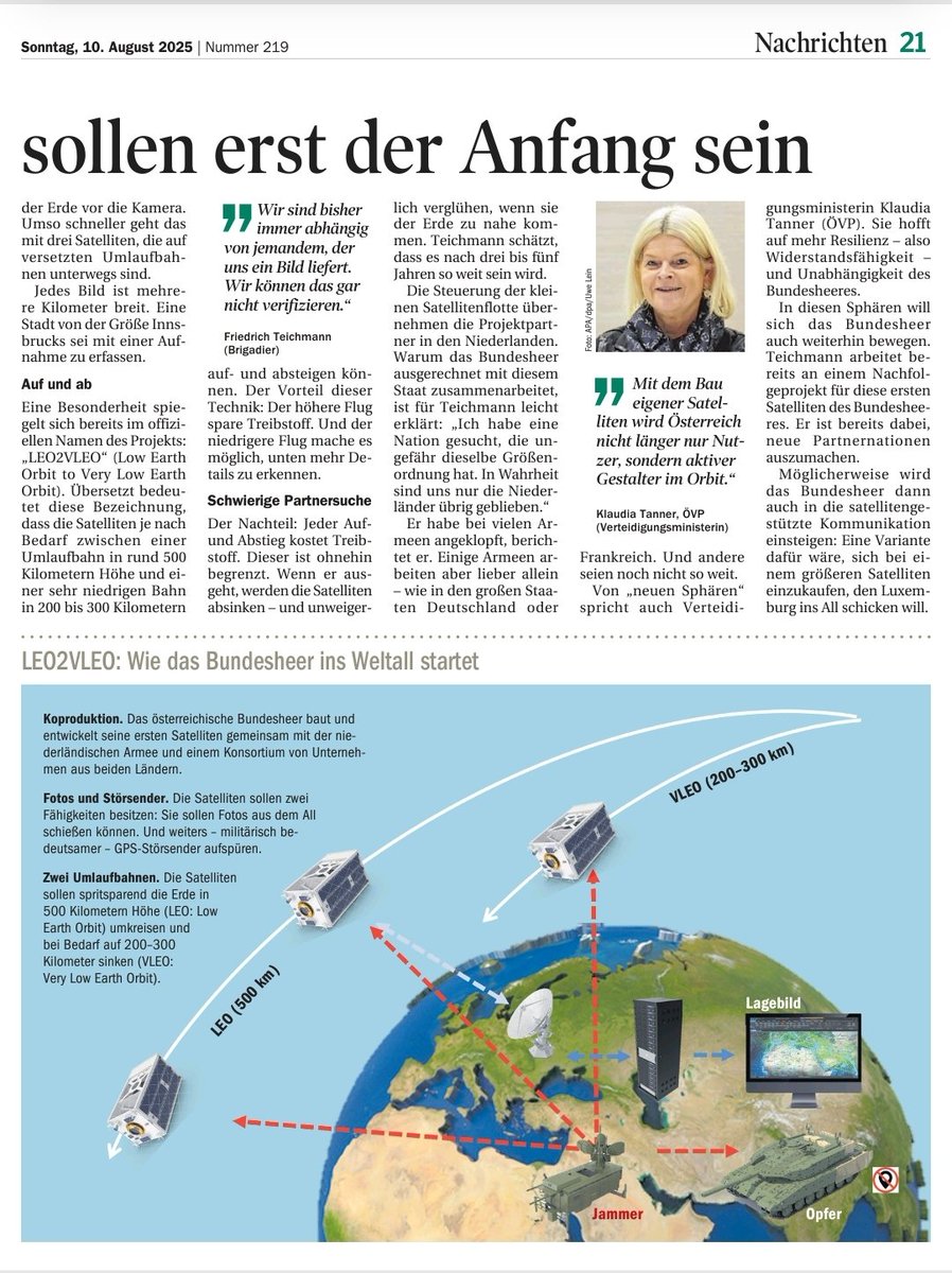 "Die vier Satelliten sollen erst der Anfang sein". #Bundesheer <a href="/TTNachrichten/">Tiroler Tageszeitung</a>