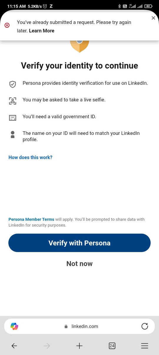 AbdTheDev's tweet photo. @LinkedInHelp @LinkedInIndia @LinkedIn

Dear Linkedin team,

My account has been restricted for two weeks despite completing Face ID and government ID verification. I’m still unable to log in and now receive the attached error message. Kindly resolve this issue urgently. https://t.co/aB0zdsj9XN