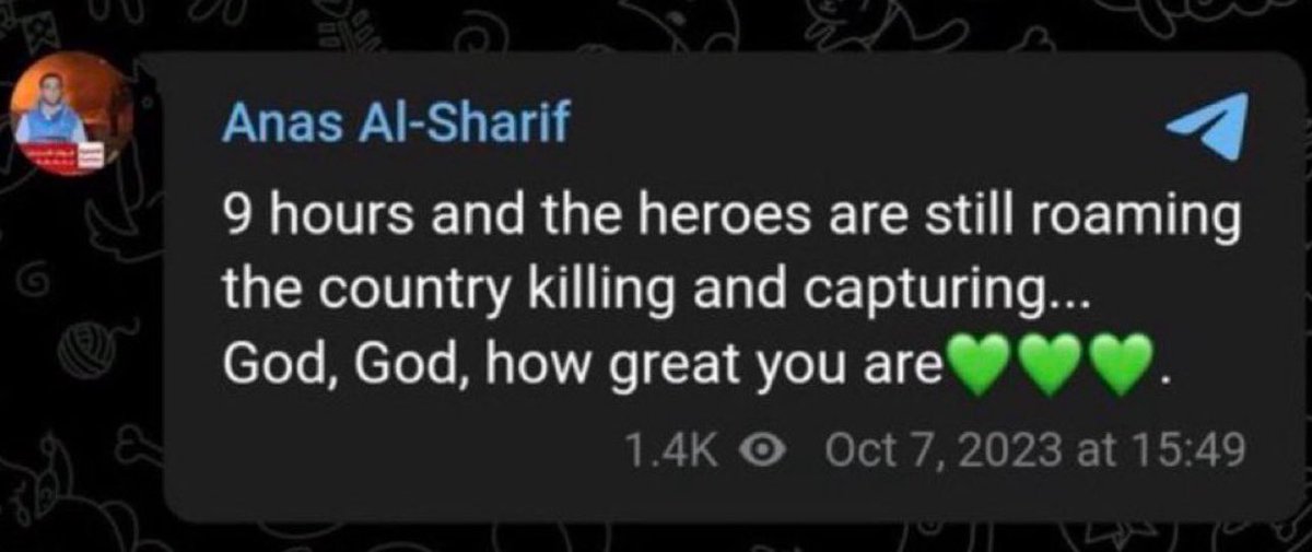 Headlines: “Israel killed an innocent Al-Jazeera journalist”

The “innocent Al-Jazeera journalist” on October 7 👇