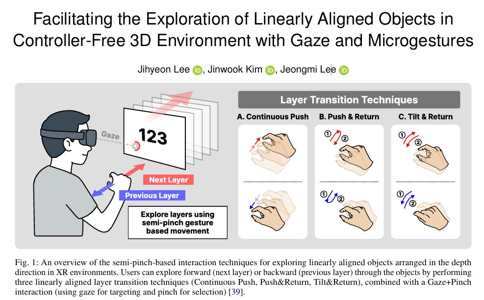 Jinwook Kim (@jw31__) on Twitter photo Two papers accepted <a href="/ismar/">ismar</a> 2025! Thanks to all collaborators! 😀
- A Study of Multimodal Pen+Gaze Interaction Techniques for Shape Point Translation in XR
- Facilitating the Exploration of Linearly Aligned Objects in Controller-Free 3D Environment with Gaze and Microgestures Two papers accepted <a href="/ismar/">ismar</a> 2025! Thanks to all collaborators! 😀
- A Study of Multimodal Pen+Gaze Interaction Techniques for Shape Point Translation in XR
- Facilitating the Exploration of Linearly Aligned Objects in Controller-Free 3D Environment with Gaze and Microgestures