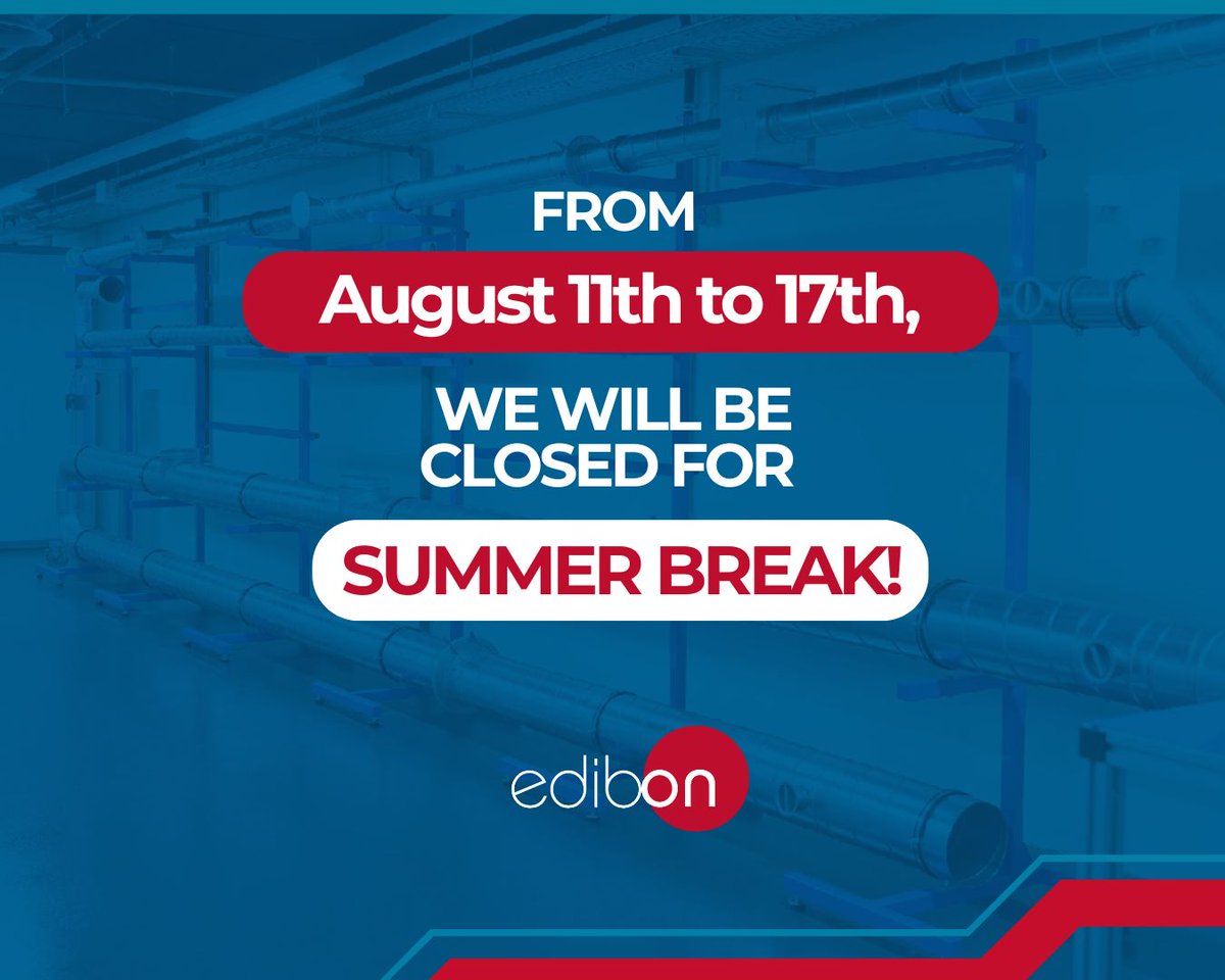 Starting today through August 17th, we will be closed for summer break.

Our team will be back on August 18th, recharged and ready to continue providing you with top-quality engineering educational solutions.

Thank you for your understanding!

#DiscoverEDIBON #SummerBreak