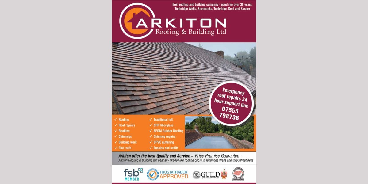 Langton Life - #LangtonGreen #TunbridgeWells (@langtonlife) on Twitter photo NEED A GREAT LOCAL ROOFER? Trusted local company Arkiton Roofing & Building have an excellent reputation built over 30 years. They also offer a 10 year warranty and have a price guarantee - beating any like-for-like roofing quote. Call now 01892 884540 / info@arkiton.co.uk NEED A GREAT LOCAL ROOFER? Trusted local company Arkiton Roofing & Building have an excellent reputation built over 30 years. They also offer a 10 year warranty and have a price guarantee - beating any like-for-like roofing quote. Call now 01892 884540 / info@arkiton.co.uk