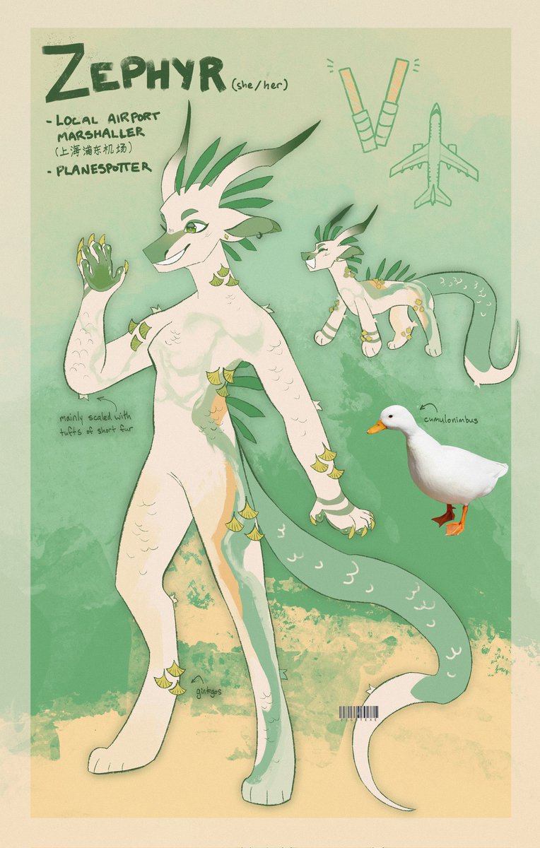 new oc! original design by breezydragon on toyhouse :)
zephyr is an airport marshaller at the shanghai pudong int'l airport! she also goes planespotting in her spare time!
#furry #fursona #art #eightexe