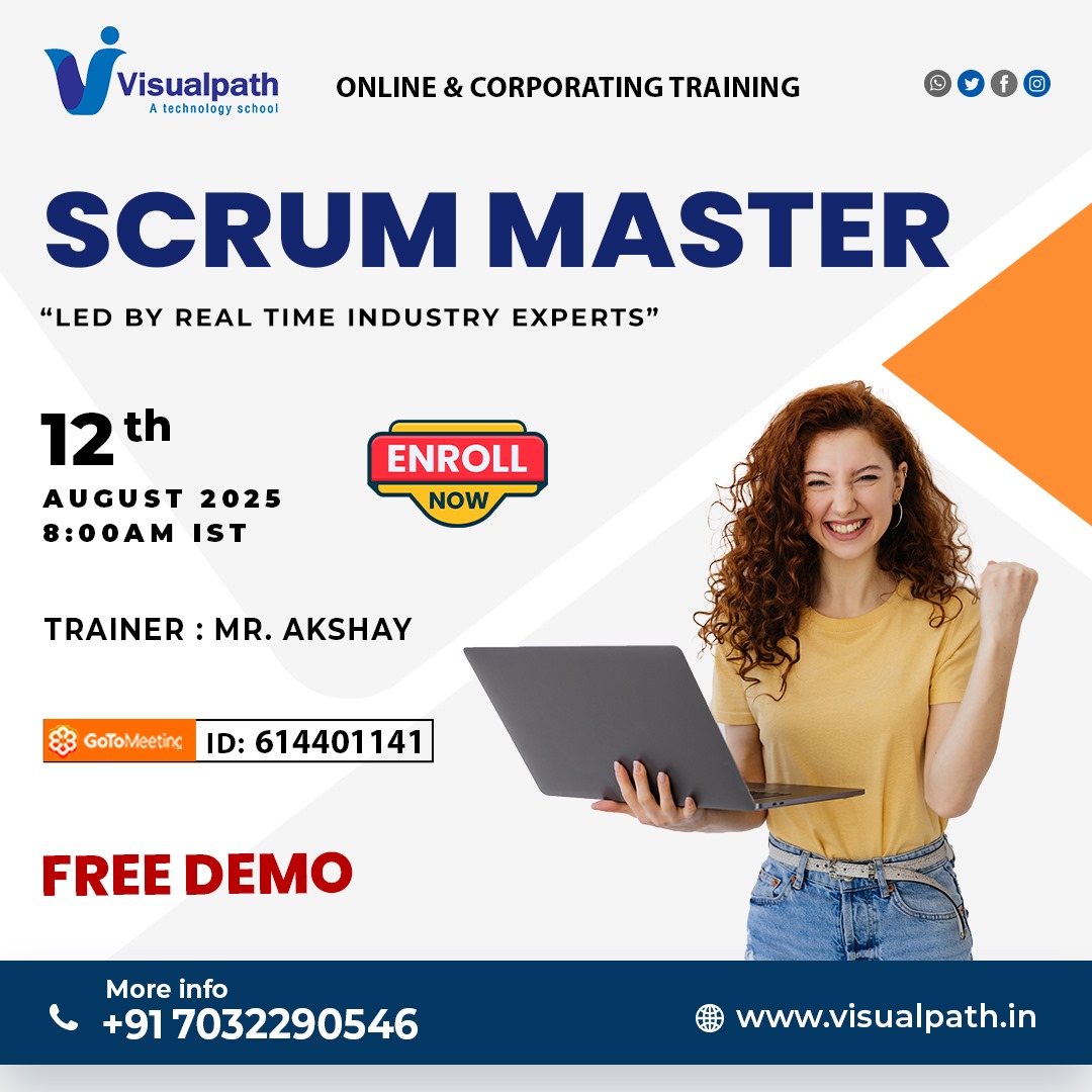 VisualpathPro's tweet image. 🚀 Free Scrum Master Online Training Demo 🚀
👨‍🏫 Trainer: Mr. Akshay (Agile &amp;amp; Scrum Expert)
📅 Date: 12th August 2025 ⏰ Time: 8:00 AM IST
🔗 Join Here: meet.goto.com/614401141
📞 Call/WhatsApp: wa.me/c/917032290546 
🌐 Visit: visualpath.in/scrum-master-o…
#ITProfessionals